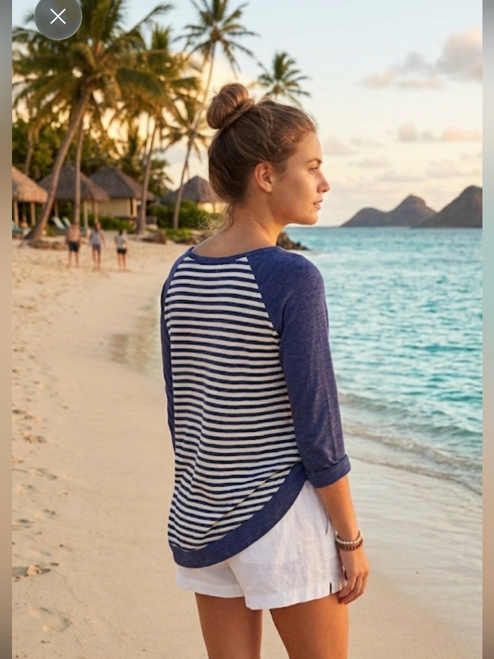 American Eagle Outfitters Navy & White Striped Raglan Tee XL NWT Long Sleeve